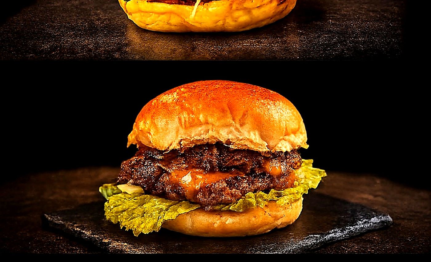 Classic cheeseburger on slate