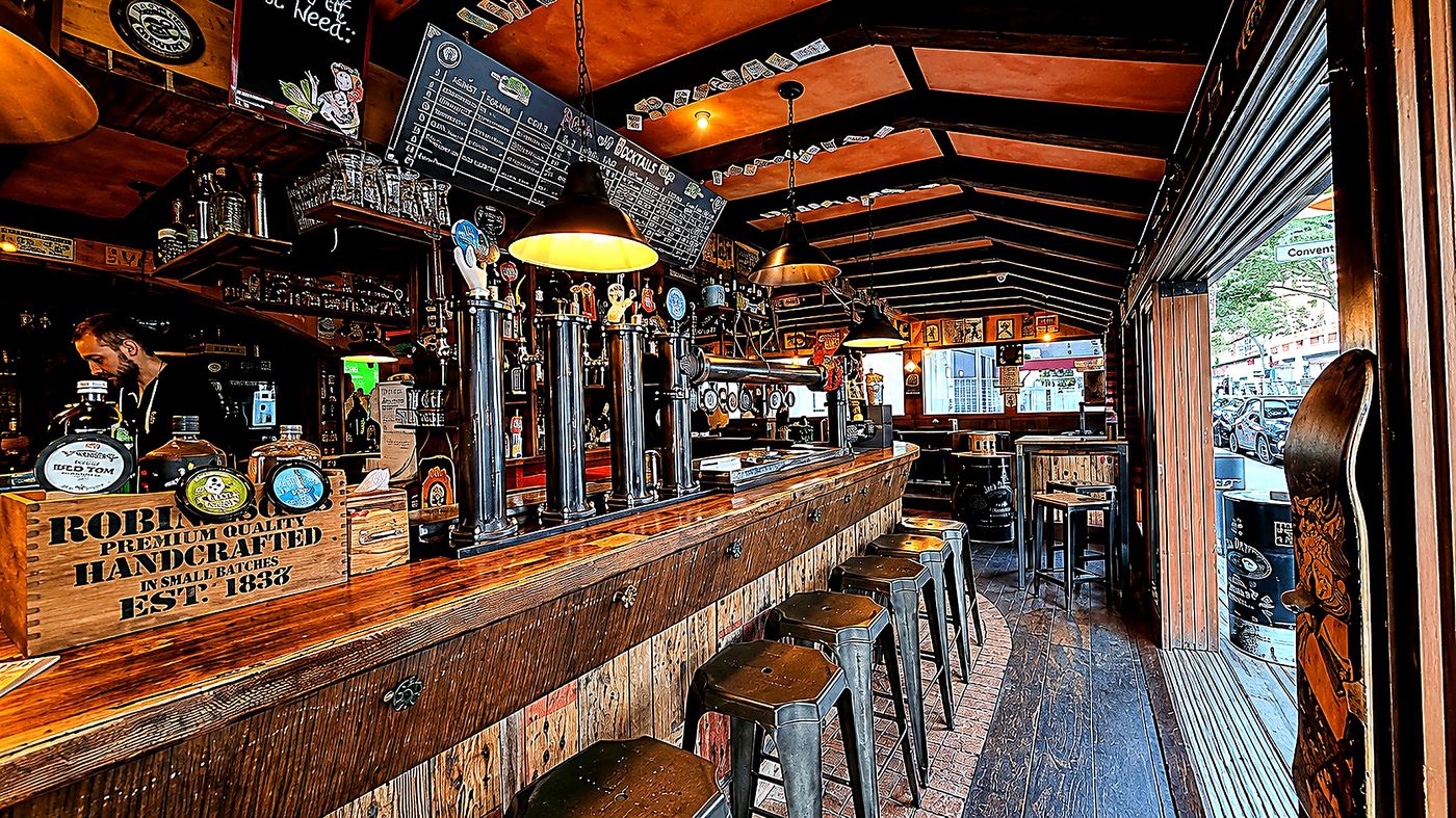 Mary's Pub bar interior with taps